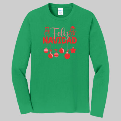 Adult Long Sleeve Shirt -  Feliz Festive - Red Thumbnail
