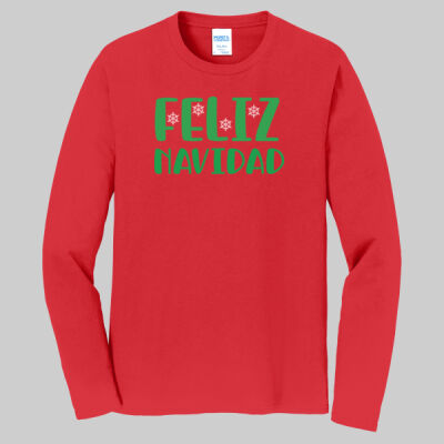 Adult Long Sleeve Shirt -   Feliz Navidad - Green Thumbnail
