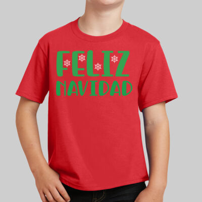 Youth T-Shirt -  Feliz Navidad - Green Thumbnail