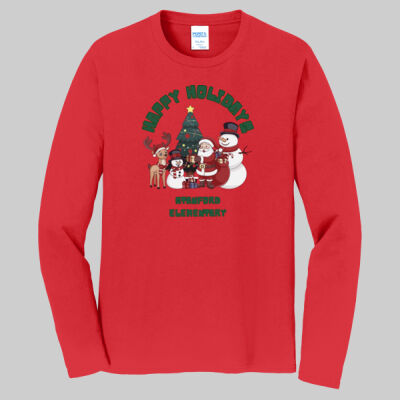 Adult Long Sleeve Shirt -  Winter Holidays - Happy Holidays - Green Thumbnail