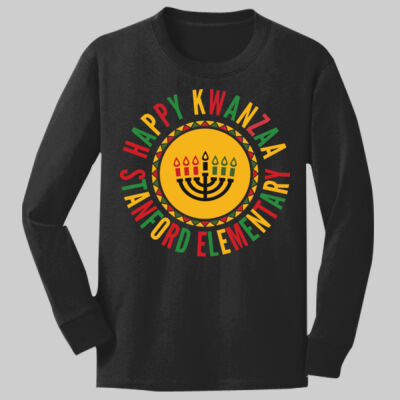 Youth Long Sleeve Shirt -  Winter Holidays - Happy Kwanzaa   Thumbnail